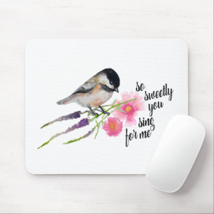 So süß du singen für mich Chickadee Wasserfarbe Mousepad