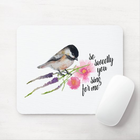 So süß du singen für mich Chickadee Wasserfarbe Mousepad (Mit Mouse)