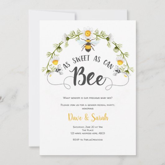 So süß es auch sein kann, das Party der Geschlecht Einladung (Vorderseite)