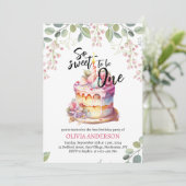So süß, um ein Aquarellkuchen zu sein 1. Geburtsta Einladung (Stehend Vorderseite)