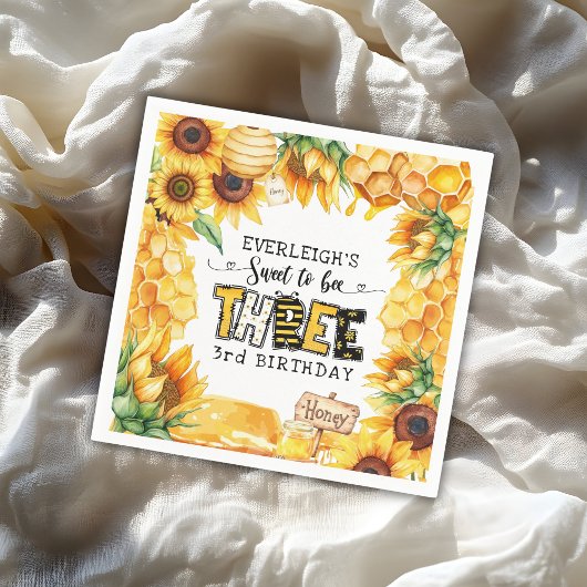 So süß zu drei Blumengebäck 3. Geburtstag Serviette