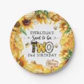 So süß zu zwei blumigen 2. Geburtstag Pappteller (Vorderseite)