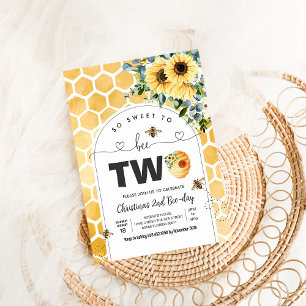 So süß, zwei zu sein - Bienen-Motto-Party zum erst Einladung
