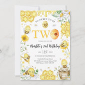 So Sweet To Be Two Honey Bee 2nd Birthday Einladung (Vorderseite)