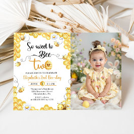 So Sweet To Bee 2nd Birthday Photo Invitation Einladung