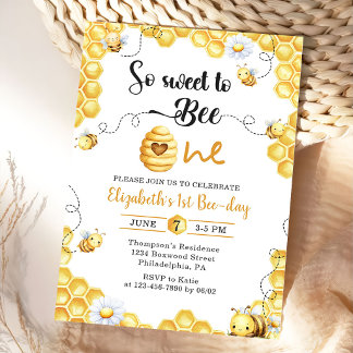 So Sweet To Bee erste Geburtstagseinladung Einladung