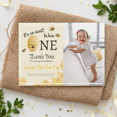 So Sweet To Bee One 1st Birthday Honey Bee Photo Dankeskarte