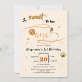 So Sweet To Bee One Cute Honey Bee 1st Birthday Einladung (Vorderseite)