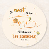 So Sweet To Bee One Cute Honey Bee 1st Birthday Runder Pappuntersetzer (Vorderseite)