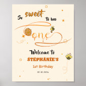 So Sweet To Bee One Honey Bee 1st Birthday Welcome Poster (Vorne)