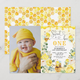 So Sweet to Bee One Honeycomb Geburtstagsgeschenk Einladung