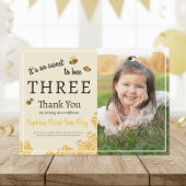 So Sweet To Bee Three 3rd Birthday Honey Bee Photo Dankeskarte