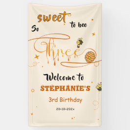 So Sweet To Bee Three Cute Honey Bee 3rd Birthday Banner