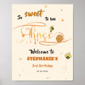 So Sweet To Bee Three Cute Honey Bee 3rd Birthday Poster (Vorne)