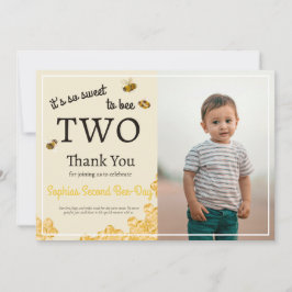 So Sweet To Bee Two 2nd Birthday Honey Bee Photo Dankeskarte