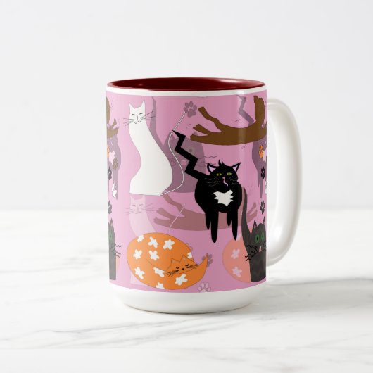 So unterschiedliche Katzen. Zweifarbige Tasse (VorderseiteRechts)