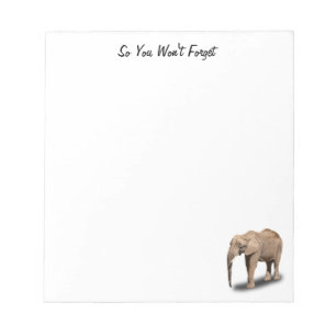 SO VERGESSEN SIE NICHT = ELEFANT NOTIZBLOCK