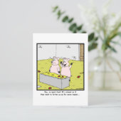 So viel Essen: Schweinefleisch Cartoon Postkarte (Stehend Vorderseite)