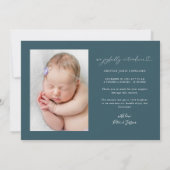 So viel Freude Blue Holiday Baby Foto Birth Ankündigung (Rückseite)