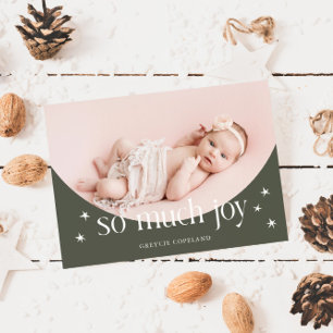 So viel Freude Green Holiday Baby Foto Birth Ankündigung