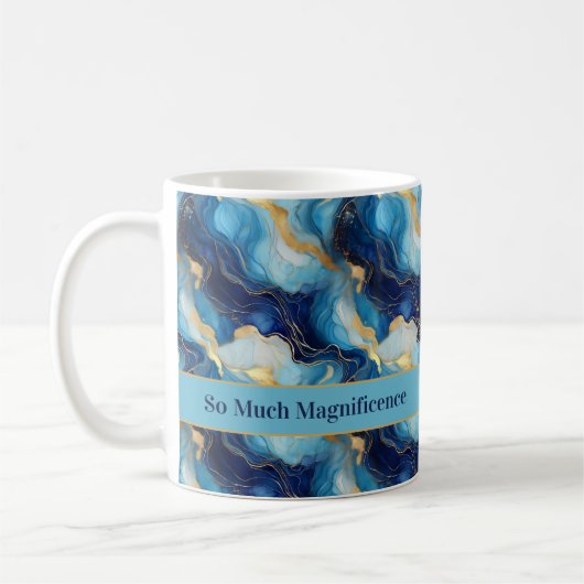 "So viel Großartigkeit" dekorative Blue Gold Tasse (Links)