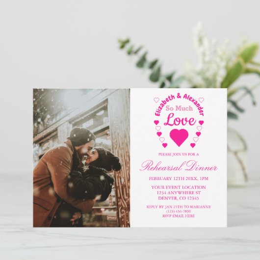 So viel Liebe Hochzeit Probe Abendessen Einladung (Stehend Vorderseite)