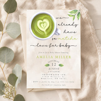 So viel Matcha-Liebe für Baby, Babyparty Einladung