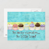 So viele Cupcakes, so wenig Zeit! Cupcake Art Postkarte (Vorne/Hinten)
