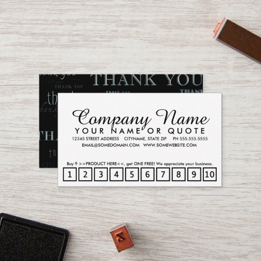 so viele danken yous für Ihre Loyalität Treuekarte (Vorderseite/Rückseite Beispiel)