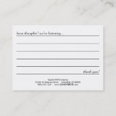 so viele danken yous Kommentarkarte Visitenkarte (Rückseite)