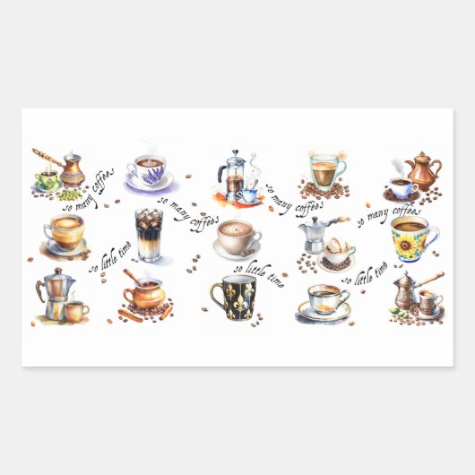 So viele Kaffee, so wenig Zeit Rechteckiger Aufkleber (Vorderseite)