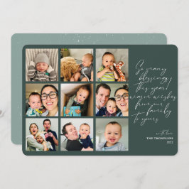 So viele Segen Jahr Review Foto Collage grün Feiertagskarte