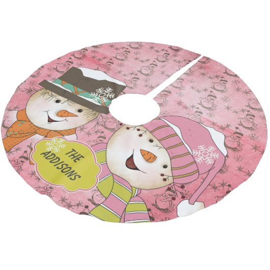 So viele Snowmen Holidays Baumrock Polyester Weihnachtsbaumdecke (Schrägansicht)