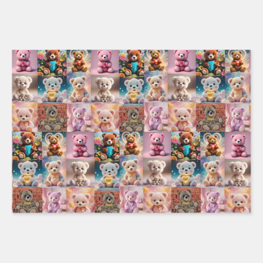 So viele Teddybären Geschenkpapier Set (Vorderseite)