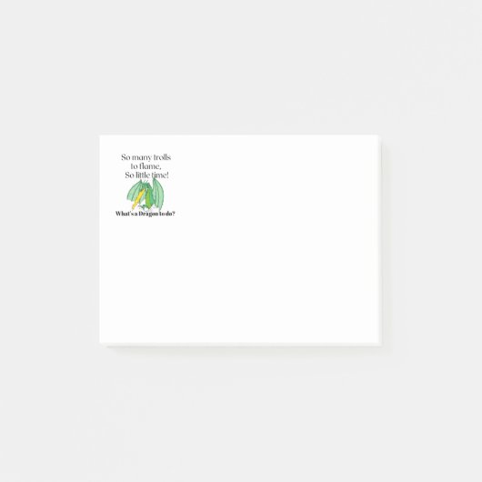 So viele Trolle zu flammen - schnörkeliger Drache Post-it Klebezettel (Vorderseite)