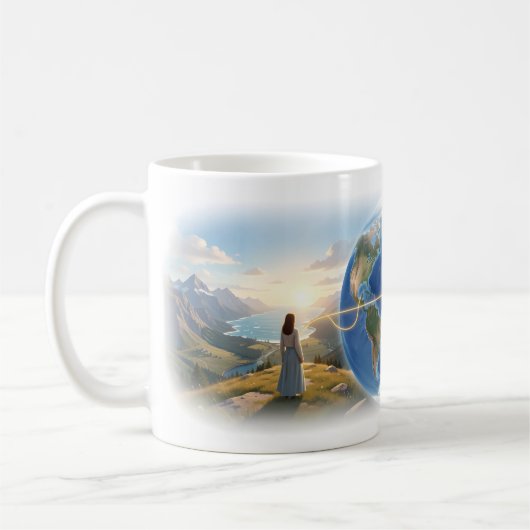 So weit entfernt über die Welt Traum Kunst Tasse (Links)