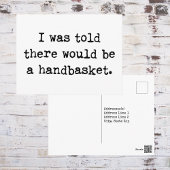 So werden Sie in einem Handkorb-Meme abhallen Postkarte