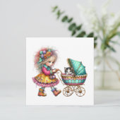 SO Wertvolle Baby Buggy Thema Einladung (Stehend Vorderseite)