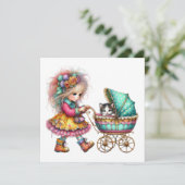 SO Wertvolle Baby Buggy Thema Einladung (Stehend Vorderseite)