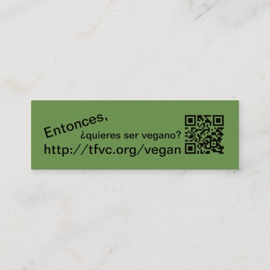 So wollen Sie, um zu sein vegane Karten (Rückseite)
