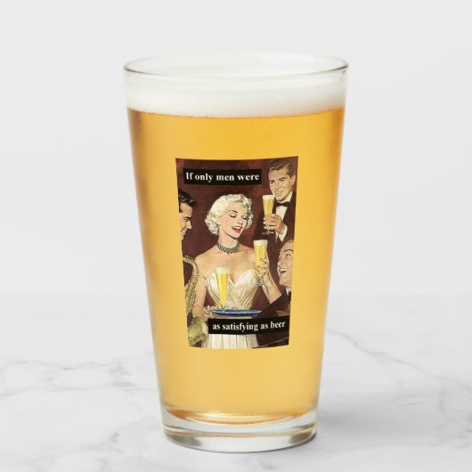 So zufrieden wie Bier - Retro Cocktail Kellnerin Glas (Vorne (Gefüllt))