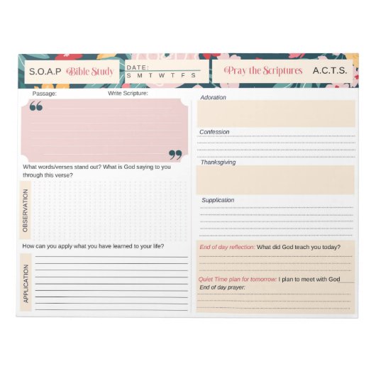 SOAP Bible Studies Journal Notizblock (Vorderseite)