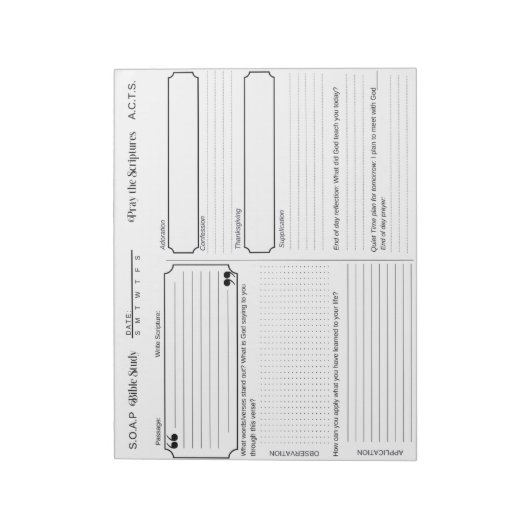 SOAP Bible Study Journal Notepad Notizblock (Rotiert)