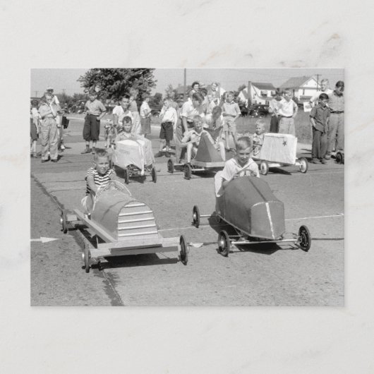Soap Box Derby, 1940 Postkarte (Vorderseite)