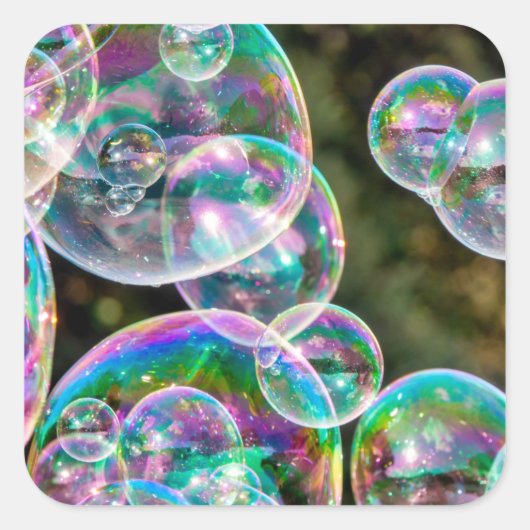 Soap bubbles quadratischer aufkleber (Vorderseite)