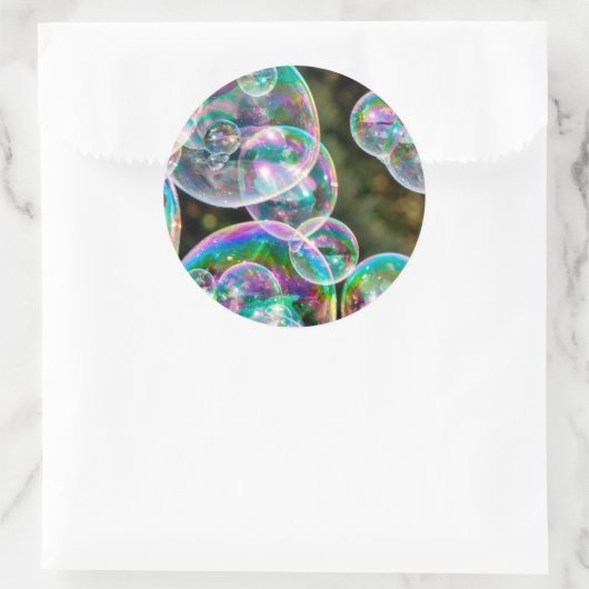 Soap bubbles runder aufkleber (Tasche)