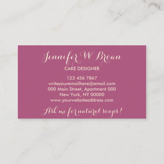 Soap Homemade BathTub Rose Farbe Aromatherapeut Visitenkarte (Rückseite)