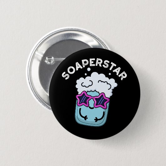 Soaperstar Funny Soap Pun Dark BG Button (Vorne & Hinten)
