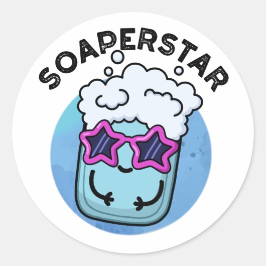 Soaperstar Funny Superstar Soap Puff Runder Aufkleber (Vorderseite)