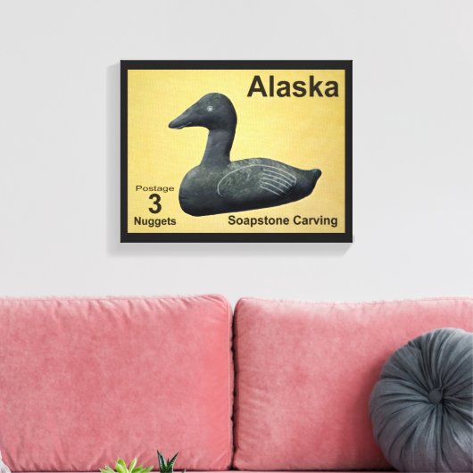 Soapstone Eider - Alaska Postage Leinwanddruck (Insitu (Wohnzimmer))
